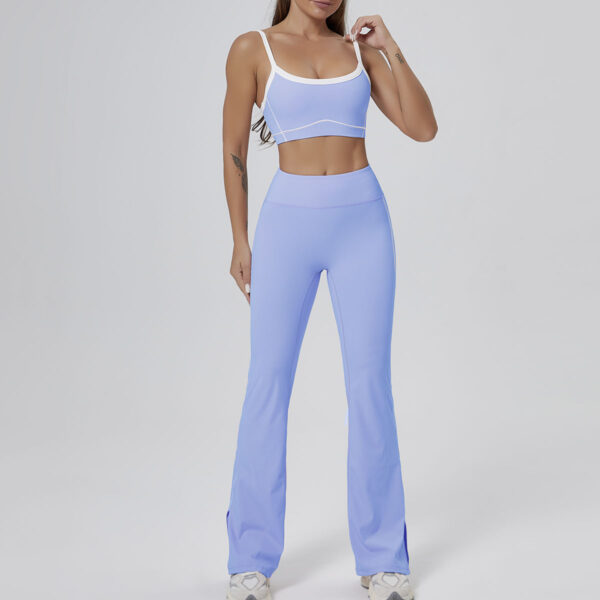 Nude Feel High Elastic Sports Contrast Color Bra Shoulder Straps Fitness Yoga Suit - Image 9