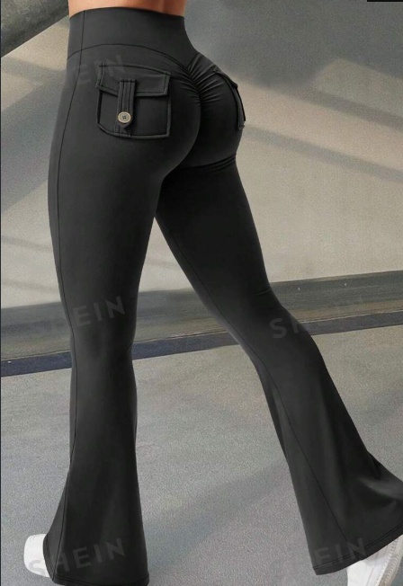 Yoga Fitness Flared Pants With Pockets Ins Fashion Slim High Waist Sports Trousers  Scrunch Butt Booty Workout Lifting Leggings - Image 5