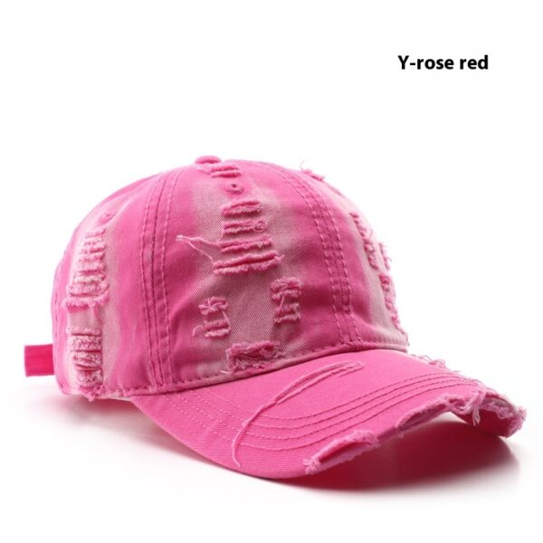 Retro Pure Color Washed Hole Light Board Baseball Cap - Image 8