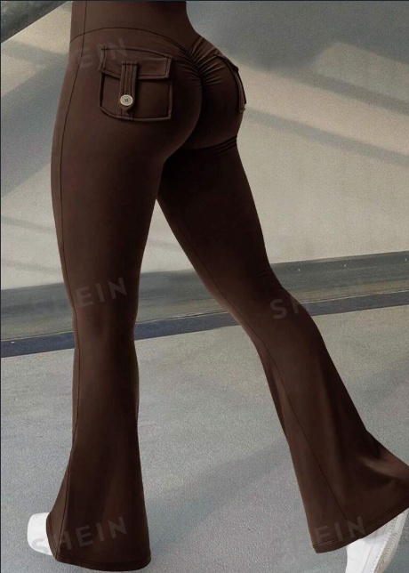 Yoga Fitness Flared Pants With Pockets Ins Fashion Slim High Waist Sports Trousers  Scrunch Butt Booty Workout Lifting Leggings - Image 7